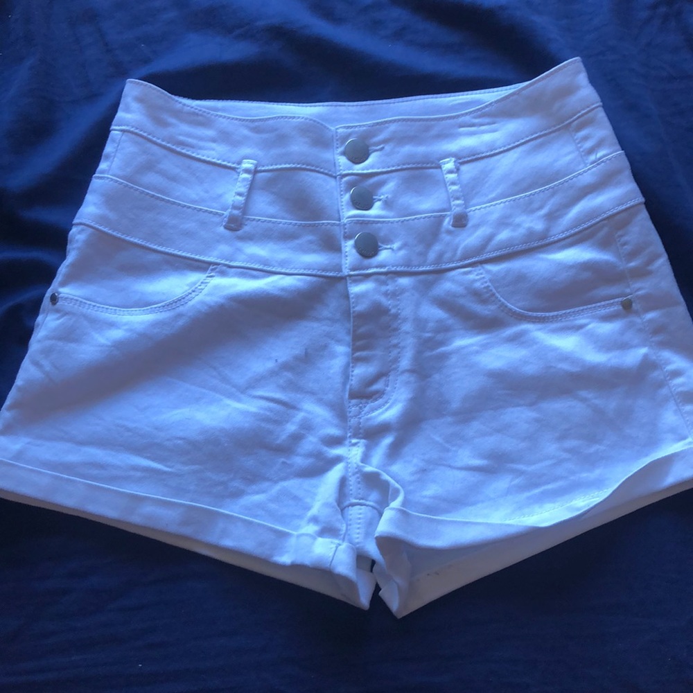 White High-Waisted Shorts